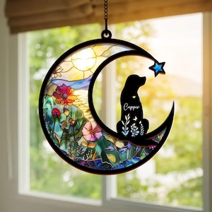 Personalized Loss Of Dog Sympathy Gift| Loss of Dog Gift| Dog Remembrance Gift| Custom Dog Memorial Suncatcher|Pet Memorial Gift| Car decor