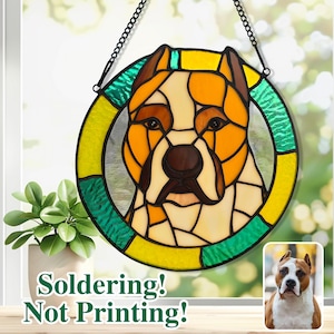 Custom Stained Glass Pet Portrait , Stained Glass Dog Cat Memorial Gift , Handmade Pet Suncatcher , Custom Pet Loss Gift , Pet Lover Decor