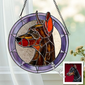 Custom Dog Portrait Stained Glass, Unique Pet Suncatcher, Personalized Cat Memorial Gift,  Portrait from photo,Handmade Window Hanging