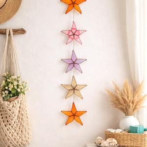 Ocean Starfish Stained Glass Suncatcher, Colorful Hanging Window Decor, Coastal Starfish Stained Glass Decor, Beach Home Decor