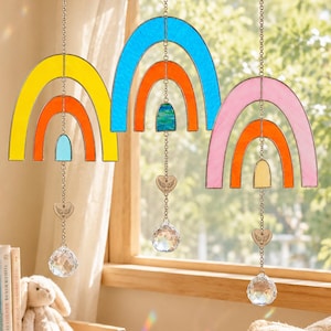 Personalized Pet Memorial Suncatcher, Rainbow Bridge Stained Glass Window Hanging